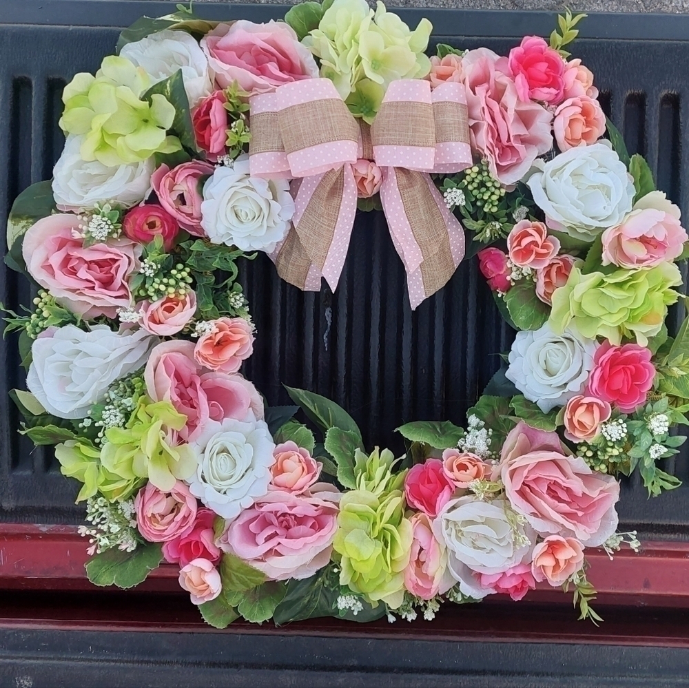 Handmade Mother's day spring wreath 18 inch grapevine